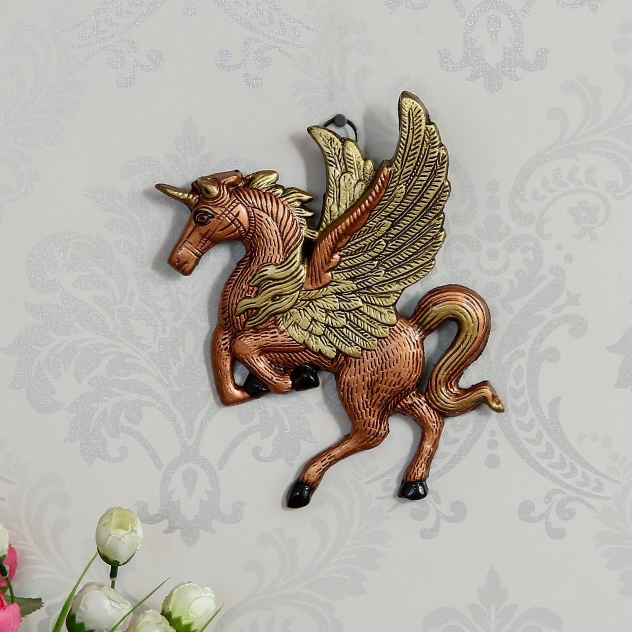 Flying Horse Metal Wall Showpiece