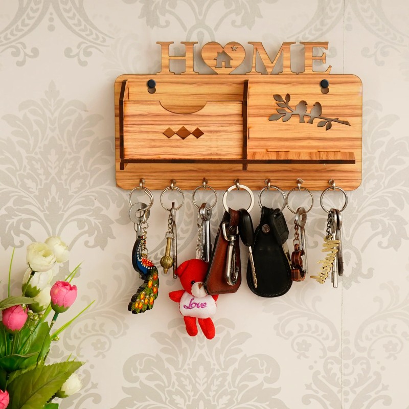 Wooden Key Holder & Mobile Holder With 7 Hooks