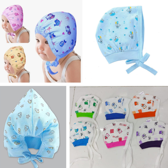 UNISEX  BABY CAPS WITH KNOT SOFT COTTON CAP FOR BOYS, GIRLS NEWBORN 0- 12 MONTHS