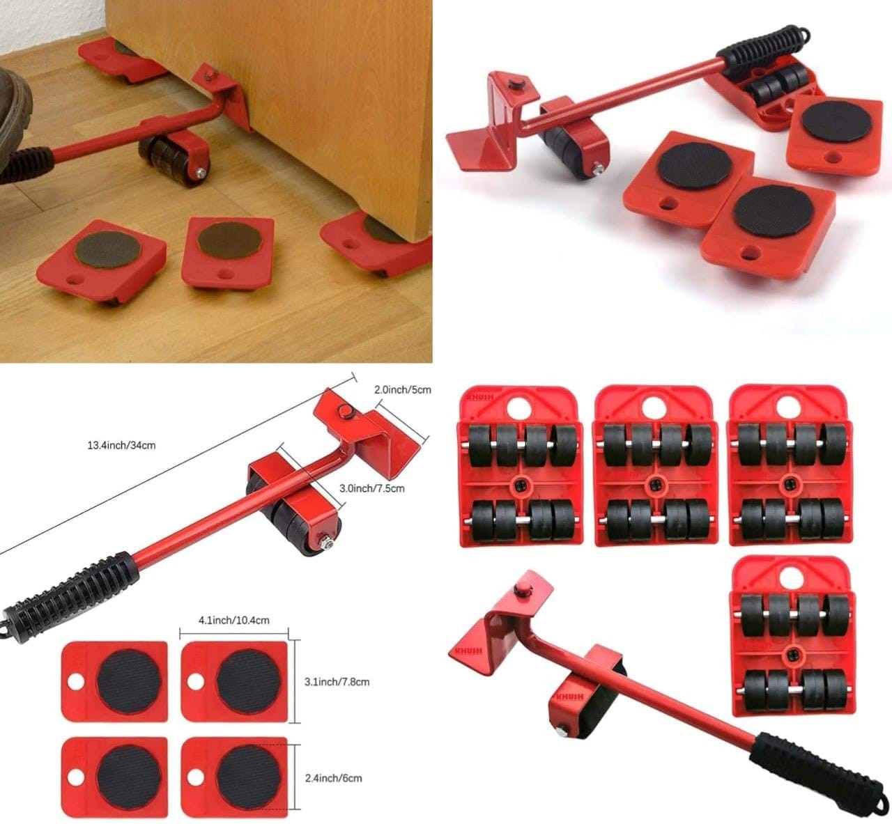 Furniture Lifter, Shifter Tool Furniture Shifting Tool Heavy Furniture Appliance Lifter and Mover Tool Set Easy Convenient Moving Tools Heavy Move Furniture 5 Packs Furniture Lifter