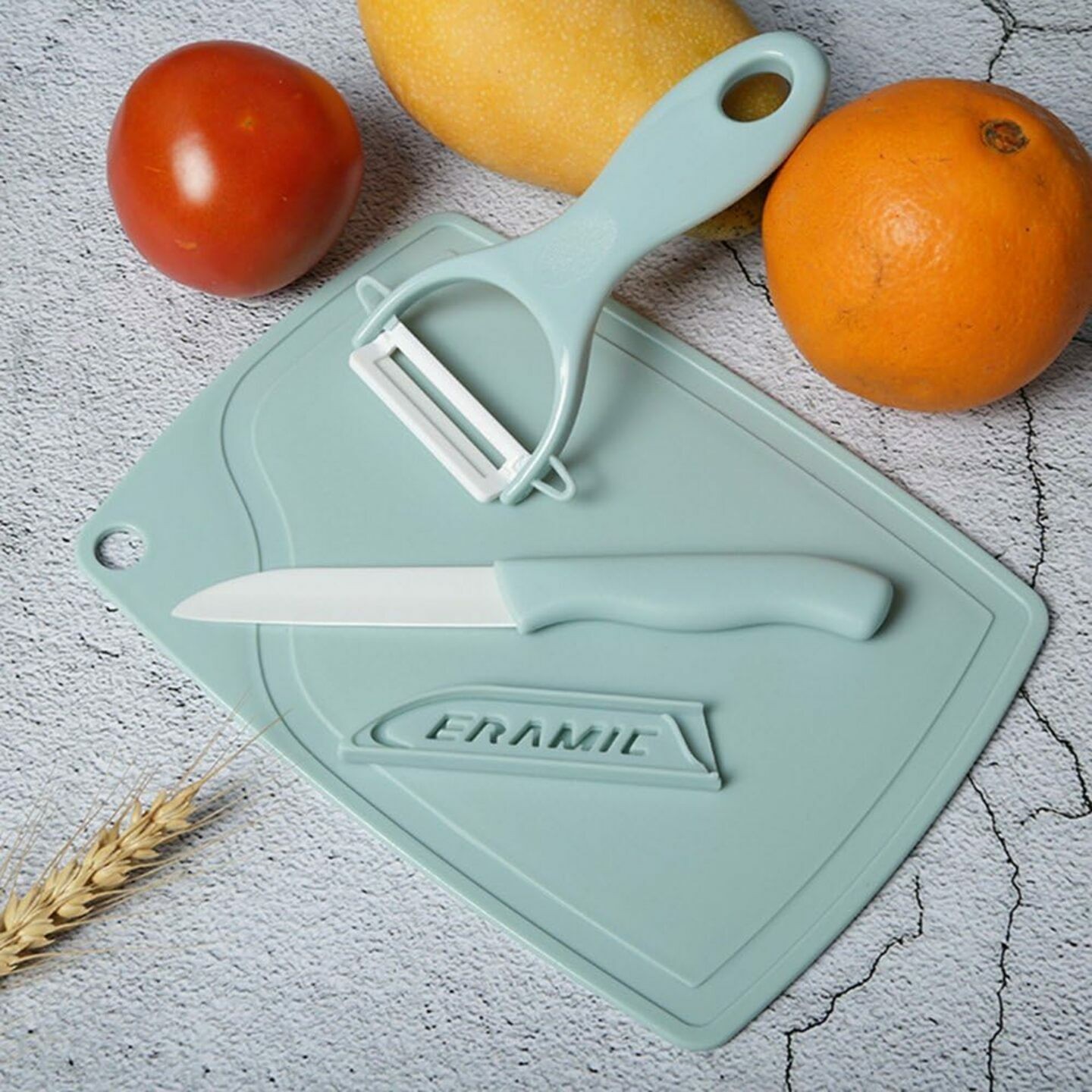 Samyaka Ceramic Knife  Peeler & Cutting Board