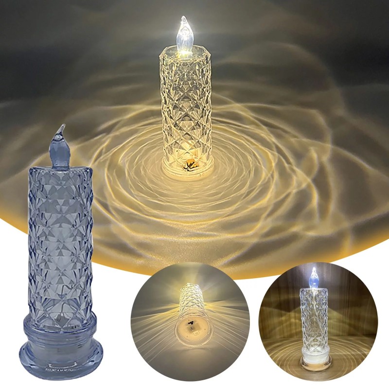 Rose Pattern Refractive Lights LED Electronic Candle