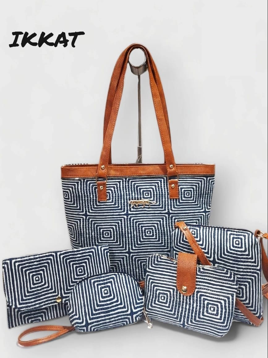 Samyaka Traditional Ikkat 5 pieces combo bag