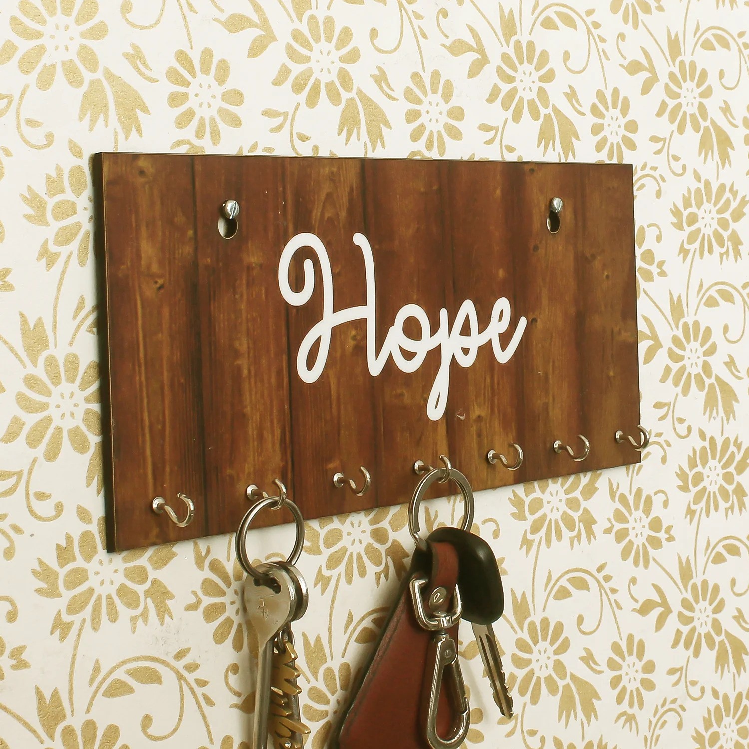 Wooden Key Holder with 7 Hooks