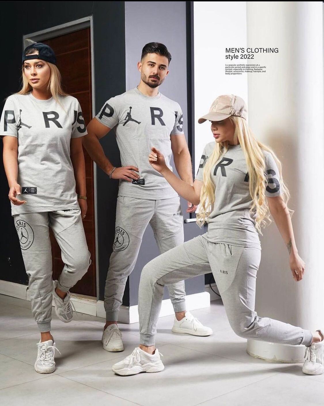Unisex Tracksuits T-Shirt and Pants Set Outfit Two-Piece Sports Suits