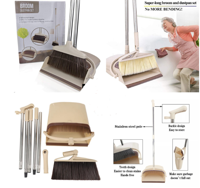 Foldable Dustpan Broom Brush With Extendable Handle