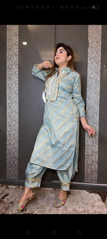 Pure Jacquard Cotton Afghani Suit